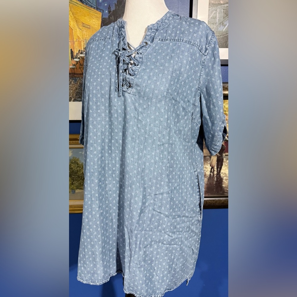 Philosophy Denim Blue Lace-Up Mini Dress